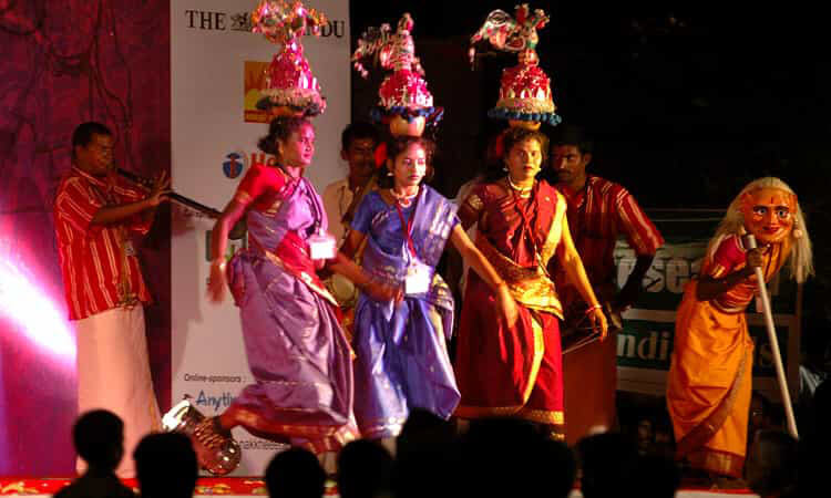 Tamil Nadu Kolattam stick dance group performance
